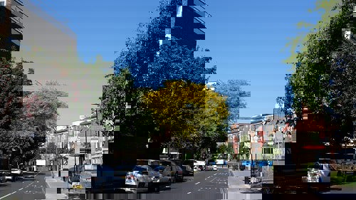 Homerton, east London during lockdown. Clearer skies are a sign of some improvement in air quality