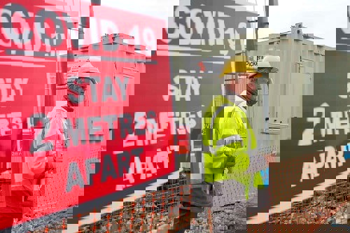 An HSE inspector at a construction site. HSE has completed 50,000 spot checks during the pandemic. Photograph: HSE
