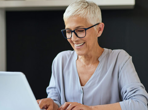Woman working on laptop